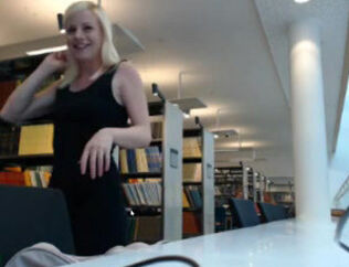 girl gets naked in library